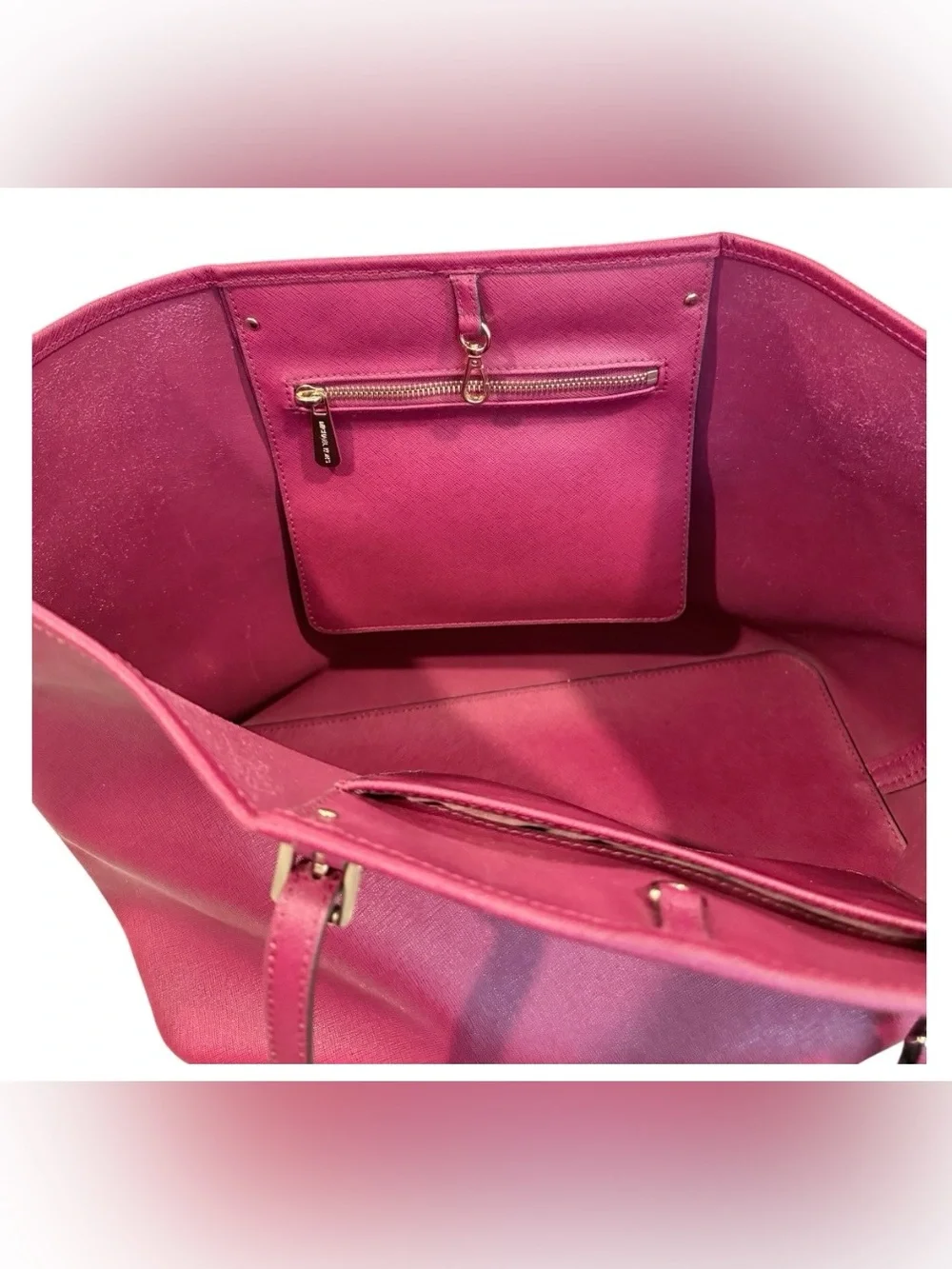 Michael Kors Jet Set Travel Saffiano leather cherry red tote with gold hardware